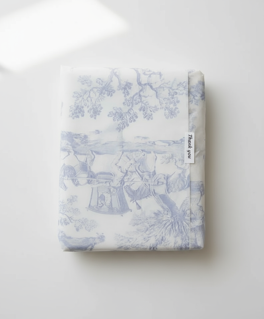 Realistic tissue-wrapped book top view