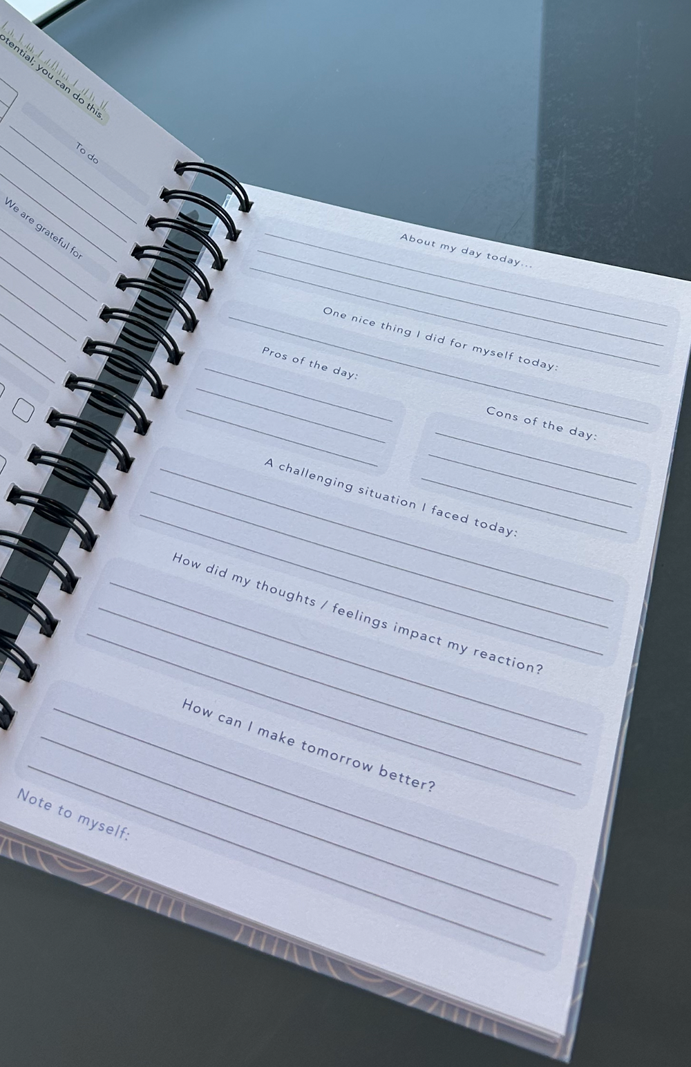 Nightly journaling right page