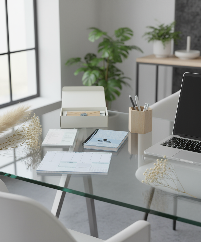Clear desk with laptop corner