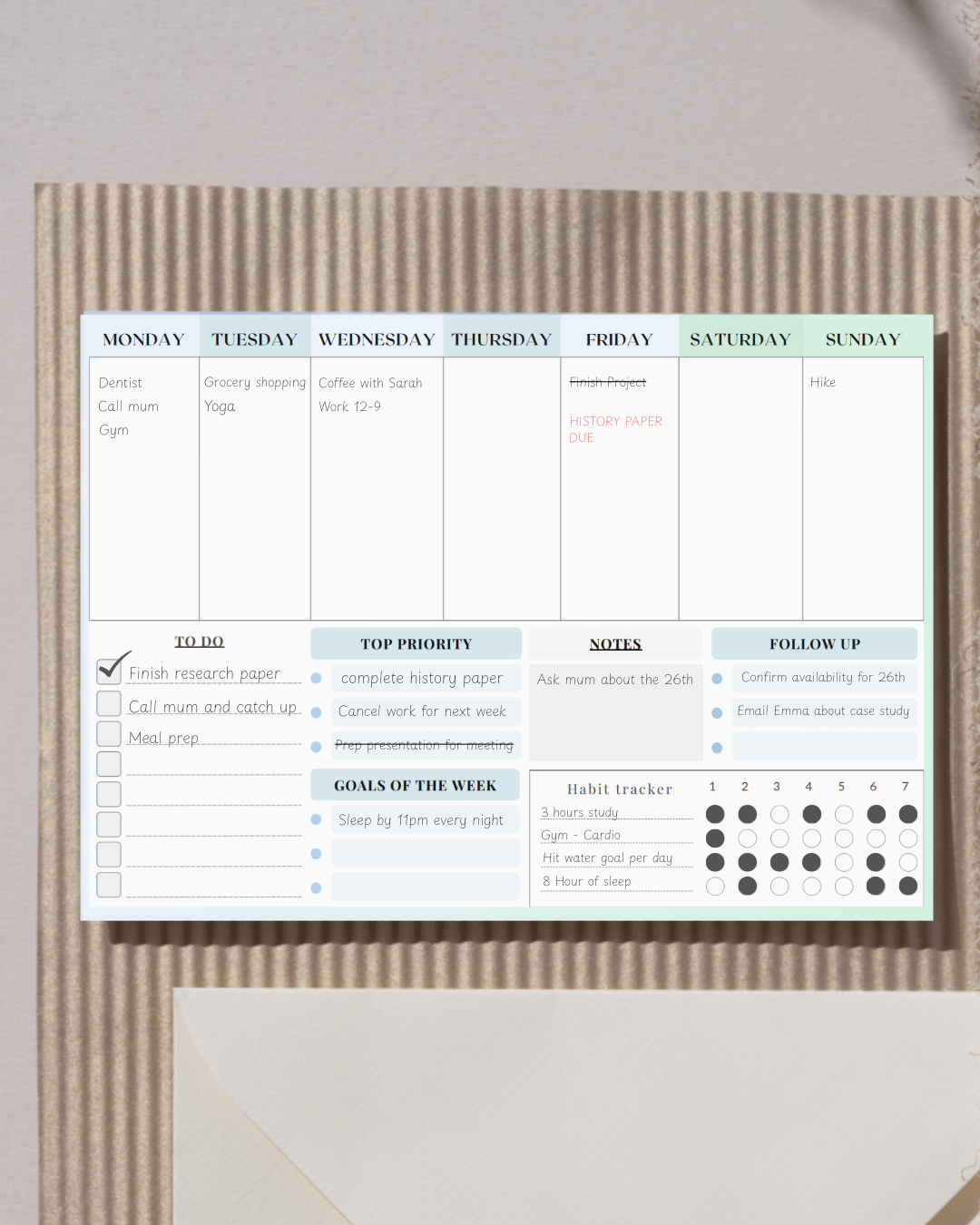 A4 Weekly Tear Off Notepad