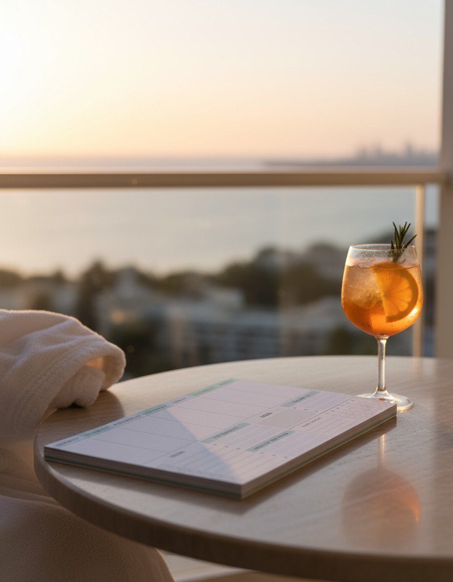 Hotel balcony golden hour