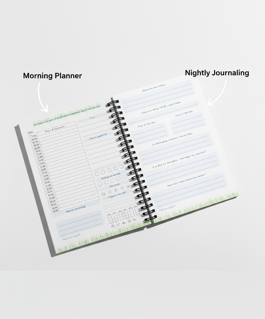 Morning Planner & Nightly Journaling - Three-Quarter View