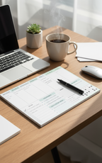 Realistic desk workspace