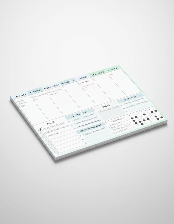 A4 weekly tear off notepad