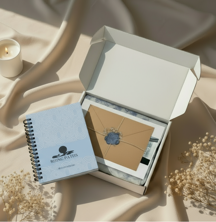 Square format gift box scene