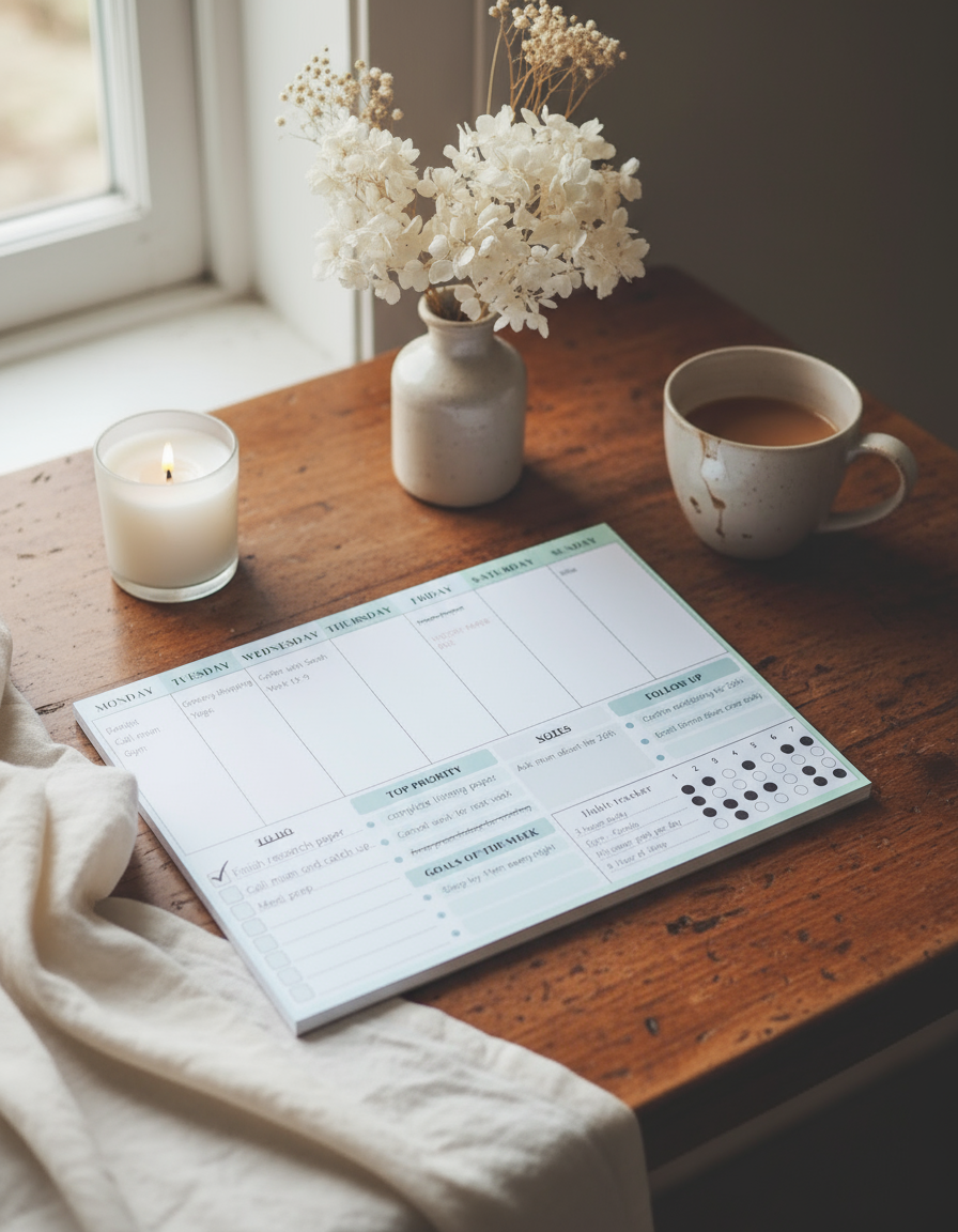 Vintage wooden desk cottagecore