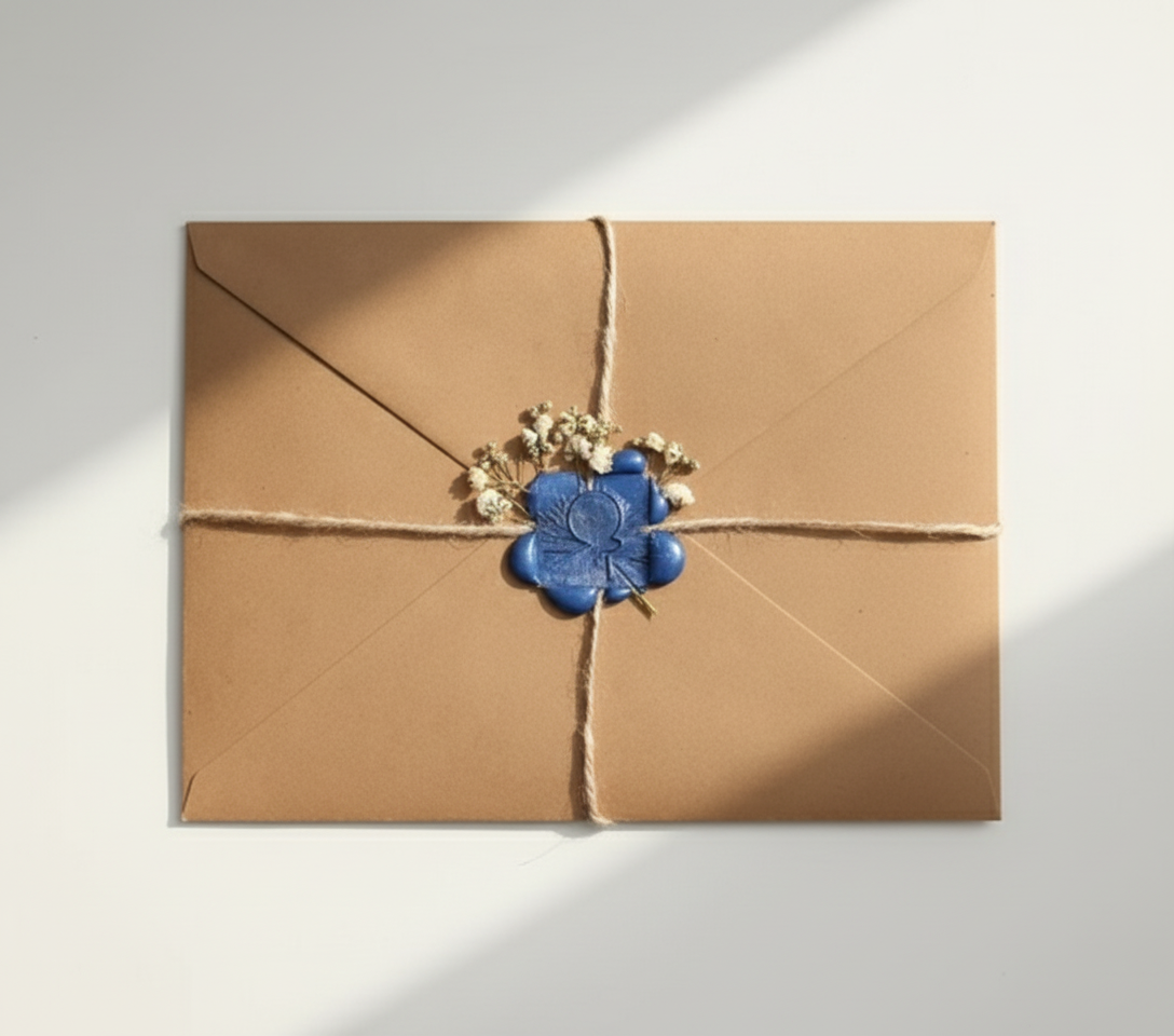 Wax-sealed letter top view
